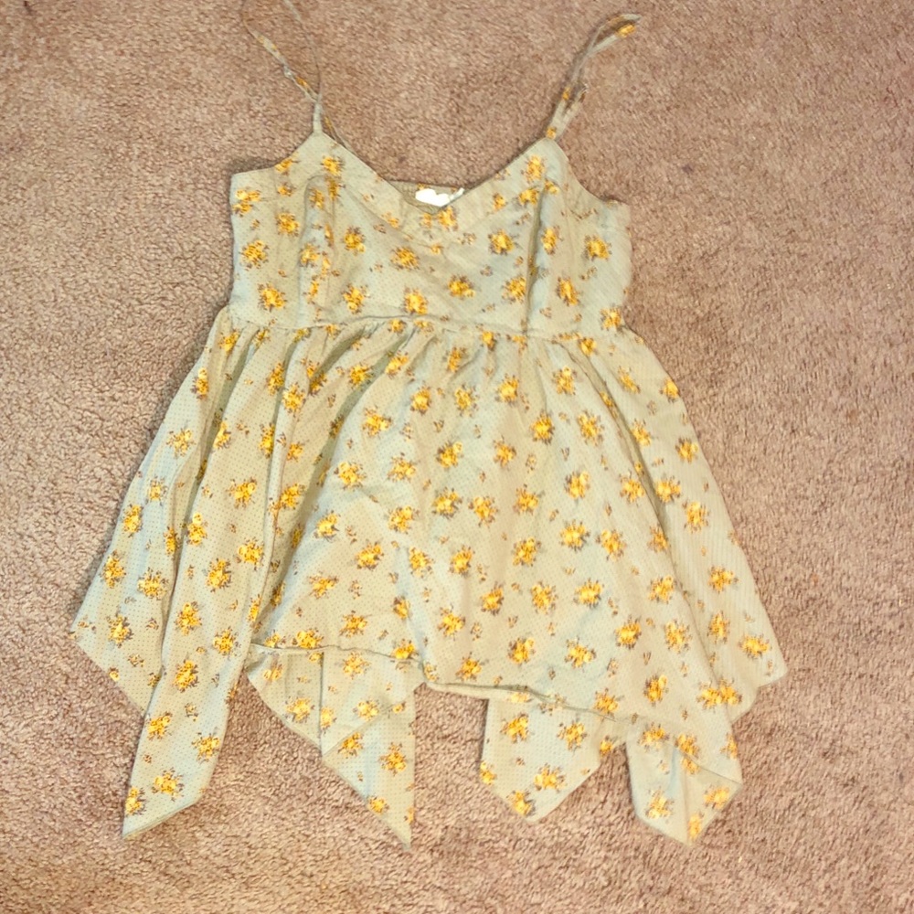 Olive Green Floral Tank Top